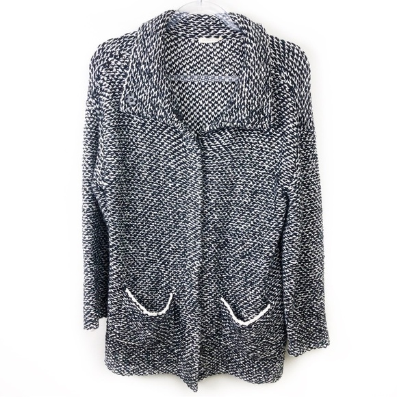 Eileen Fisher Black and White knit snap front jacket sweater size: XL - Picture 4 of 16